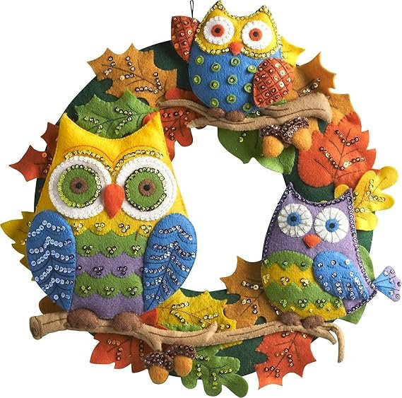 Bucilla Wall Hanging Kit, Owl Wreath 86562
