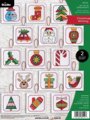 Bucilla Cross-Stitch Ornament Making Kit, Christmas Whimsy 89512E