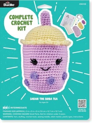 Bucilla Complete Crochet Kit, Sarah The Boba Tea 49610E