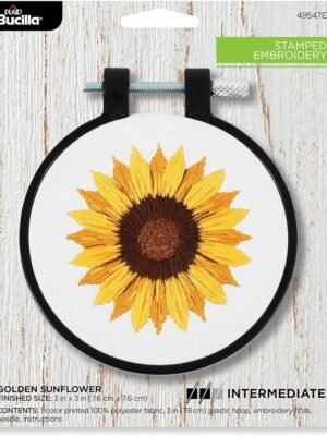 Bucilla, Golden Sunflower, Stamped Embroidery Kit 49547E