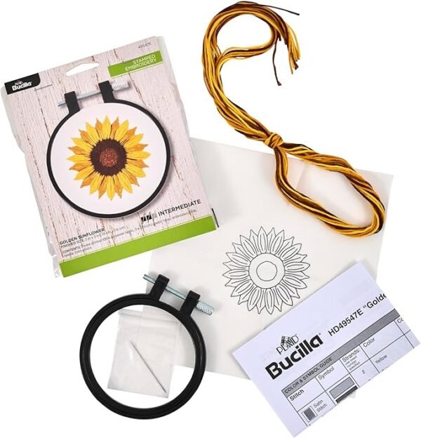Bucilla, Golden Sunflower, Stamped Embroidery Kit 49547E