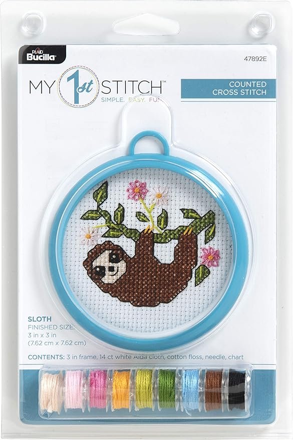 Bucilla Counted Cross Stitch Kit, Sloth 47892E