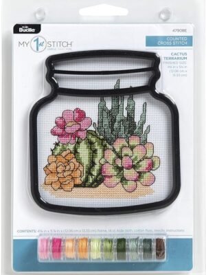 Bucilla Counted Cross Stitch Kit, Terrarium Cactus 47908E