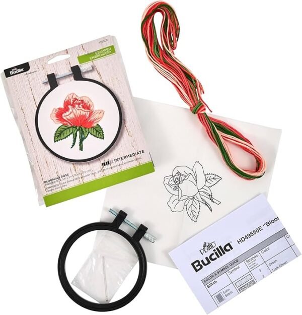 Bucilla, Blooming Rose, Stamped Embroidery Kit 49550E