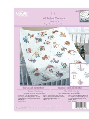 Bucilla Stamped Cross Stitch Baby Quilt Top, Alphabet Dreams 43241