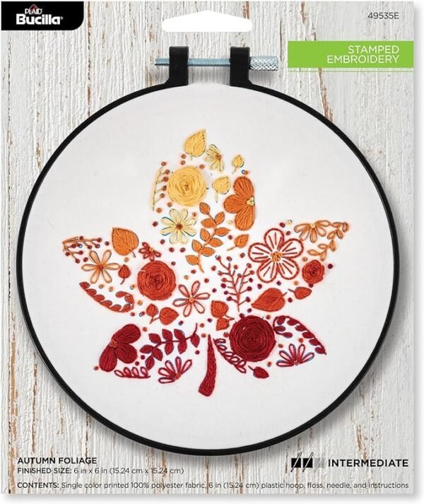 Bucilla, Autumn Foliage, Stamped Embroidery Kit 49535E