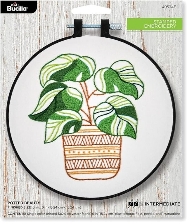 Bucilla, Stamped Embroidery Kit, Potted Beauty 49534E