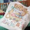 Bucilla "God Bless Babies" Stamped Cross Stitch Pre-Quilted Crib Cover Kit 41196