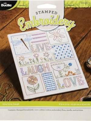 Bucilla LIVE,LOVE,LAUGH Stamped Embroidery WM46277E