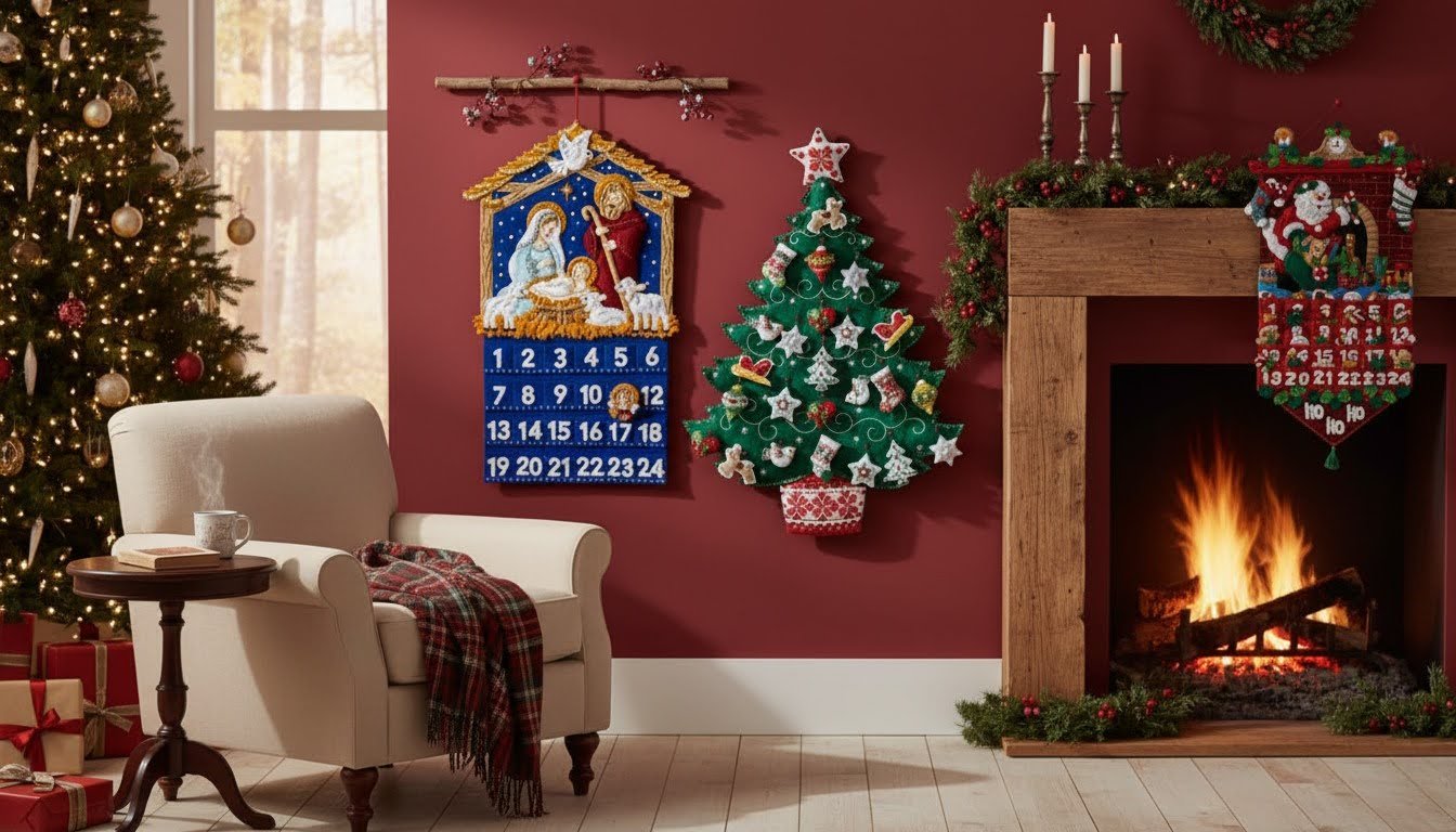 Bucilla Advent calendar felt applique kits for magical Christmas countdowns