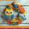 Bucilla Felt Applique Owl Multiple Beautiful Autumn Colors; Orange Green Brown Yellow Purple Blue — Felt Applique Wreath Kit [SKU: 86562]
