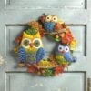 Bucilla Felt Applique Owl Multiple Beautiful Autumn Colors; Orange Green Brown Yellow Purple Blue — Felt Applique Wreath Kit [SKU: 86562]