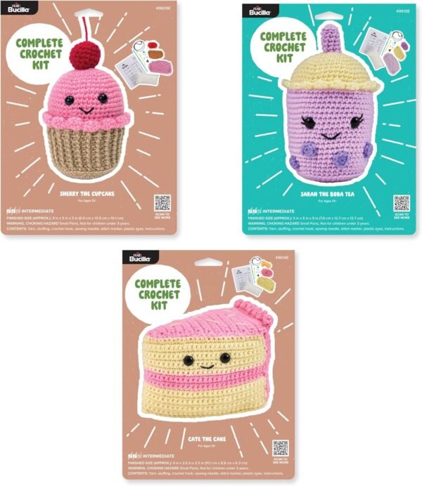 bucilla-3-piece-complete-crochet-kit-bakery-buddies-5-amgbb24-primary Bucilla Piece Bakery Buddies " | Crochet Amigurumi Kit | AMGBB24