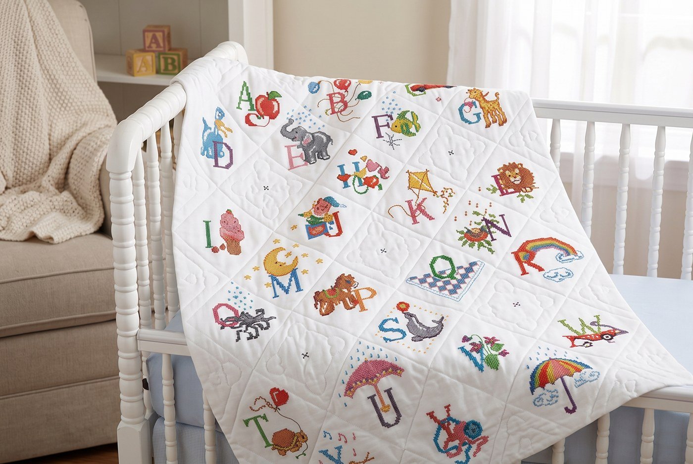 Alphabet Dreams 43241 colcha de bebé de punto de cruz estampado