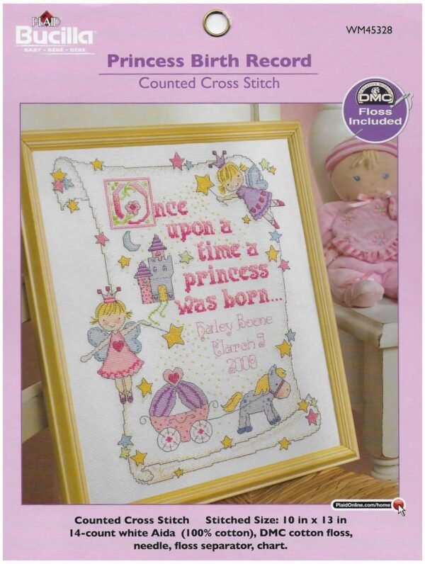 Bucilla Princess Birth Record Counted Cross Stitch Kit 45328 - main product photo
