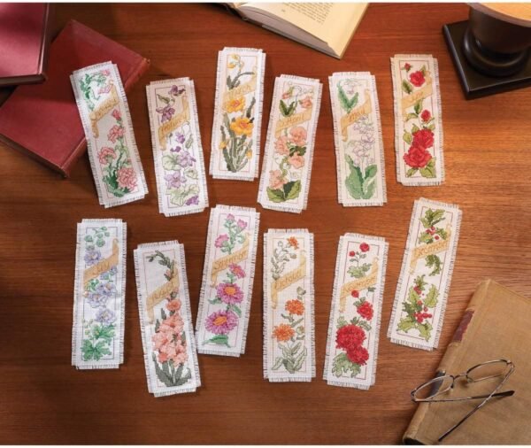 Bucilla Flowers of the Month Counted Cross Stitch Bookmark Kit 45571 - product photo 2 Bucilla Flowers of the Month Counted Cross Stitch Bookmark Kit 45571 - product photo 2