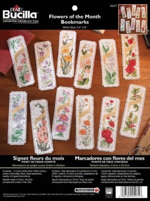 Bucilla Flowers of the Month Counted Cross Stitch Bookmark Kit 45571 - main product photo