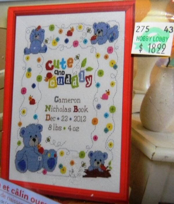 Bucilla Cute and Cuddly Bears Birth Record Counted Cross Stitch Kit 45725 - product photo 2
