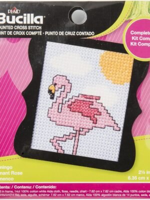 Bucilla Beginner Mini Flamingo Counted Cross Stitch Kit 46410 - main product photo
