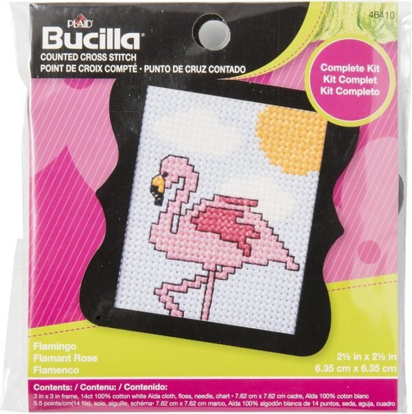 Bucilla Beginner Mini Flamingo Counted Cross Stitch Kit 46410 - main product photo