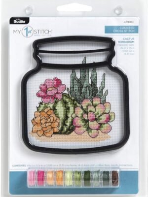 Bucilla Terrarium Cactus Counted Cross Stitch Kit 47908E - main product photo