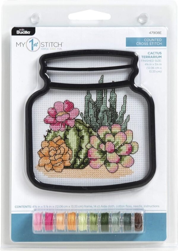 Bucilla Terrarium Cactus Counted Cross Stitch Kit 47908E - main product photo