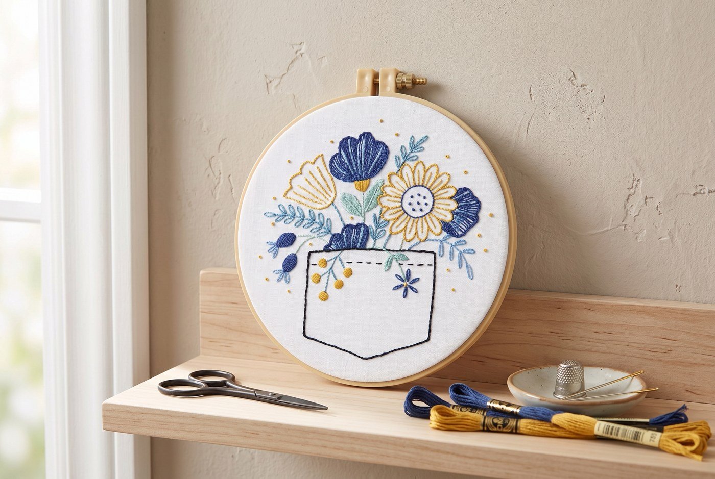 Pocket Full of Posies 47914E bastidor de bordado estampado