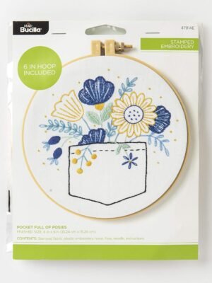 Bucilla Pocket Full of Posies | Stamped Embroidery Kit | 47914E