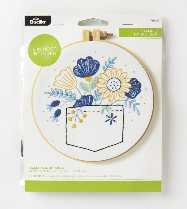 Bucilla Pocket Full of Posies | Stamped Embroidery Kit | 47914E