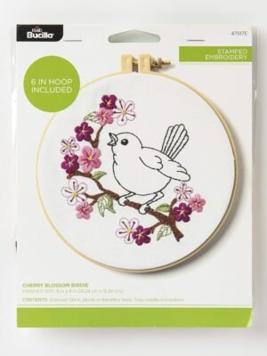 Bucilla Cherry Blossom Birdie | Stamped Embroidery Kit | 47917E