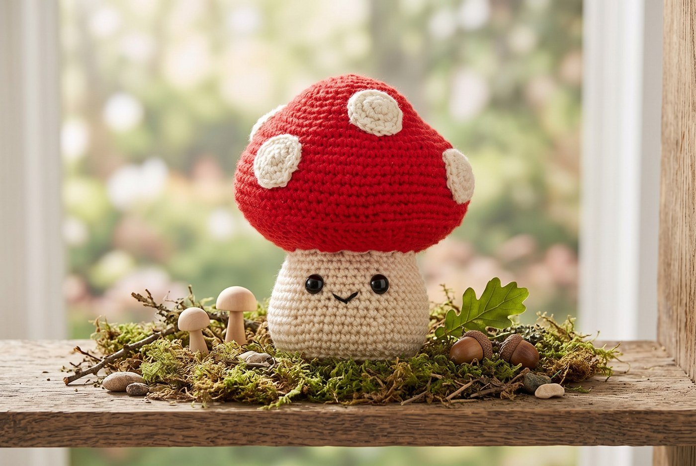 Juno the Mushroom 49611E crochet amigurumi red-cap mushroom