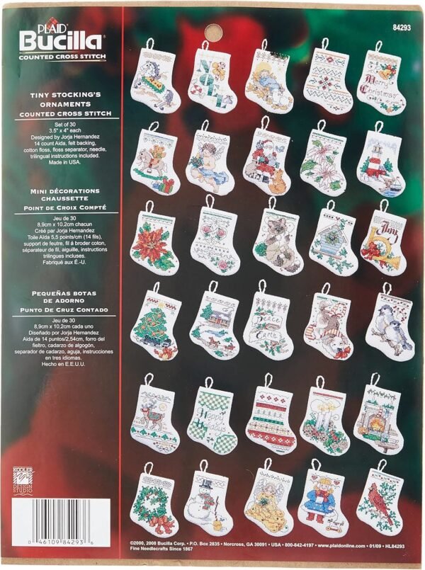 Bucilla Tiny Stocking Counted Cross Stitch Ornament Kit 84293 - main product photo