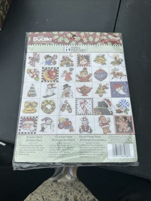 Bucilla Mary Engelbreit Holiday Minis Counted Cross Stitch Ornament Kit 86138 - product photo 3