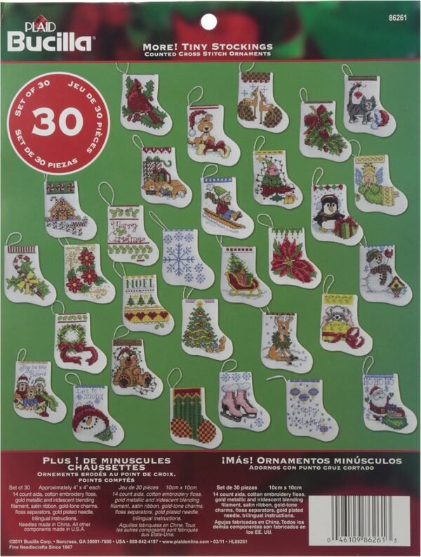 Bucilla More Tiny Stockings Counted Cross Stitch Ornament Kit 86261 - main product photo Bucilla More Tiny Stockings Counted Cross Stitch Ornament Kit 86261 - main product photo