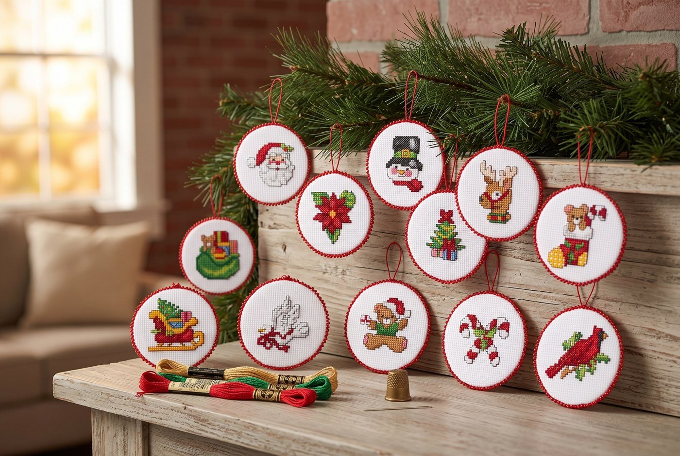 Bucilla Classic Christmas Collection cross-stitch ornament kit set of 30 (89454E) Classic Christmas Collection 89454E counted cross-stitch ornament set of 30