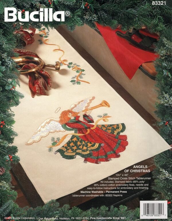 Bucilla Angels of Christmas | Stamped Cross Stitch Table Runner Kit | 83321