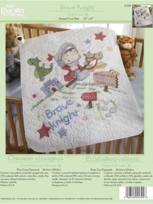Bucilla Brave Knight | Stamped Cross Stitch Crib Cover Kit | 45399
