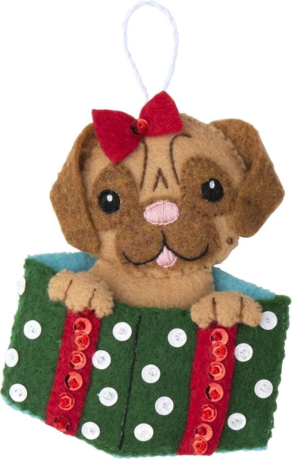 Bucilla Christmas Dogs | Felt Applique Ornament Kit | 89283E