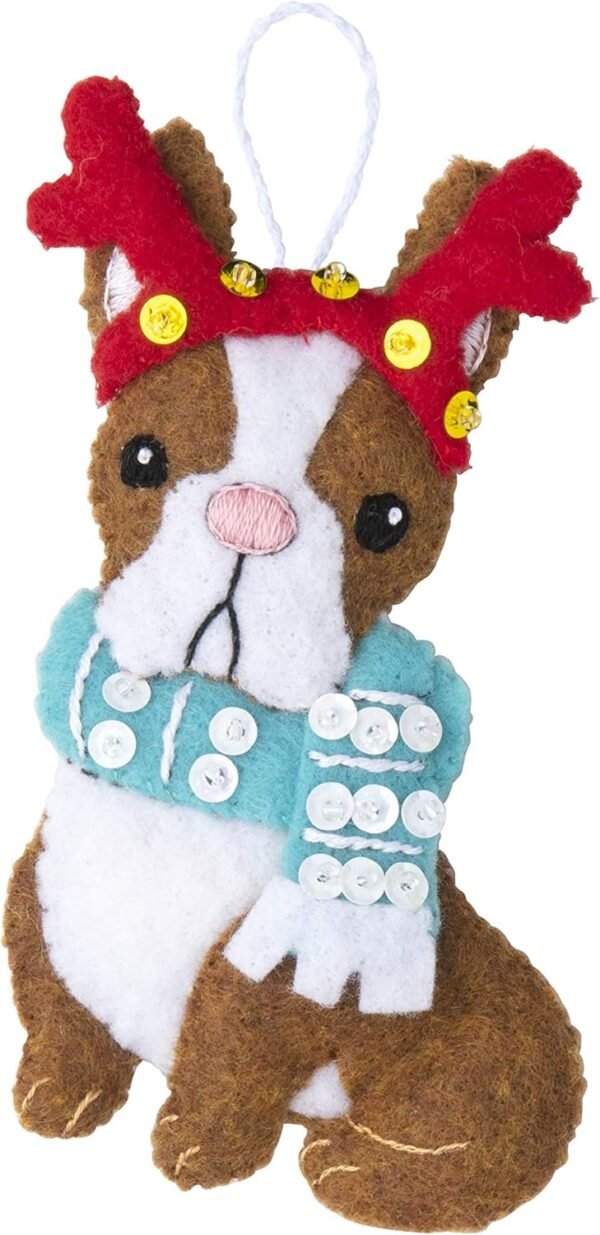 Bucilla Christmas Dogs | Felt Applique Ornament Kit | 89283E