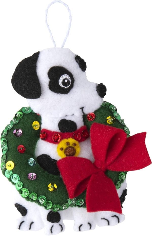 Bucilla Christmas Dogs | Felt Applique Ornament Kit | 89283E