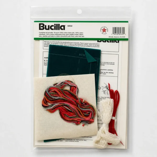 Bucilla Christmas Pouches - Counted Cross Stitch Ornament Kit 82632 - Vintage Kit Detailed