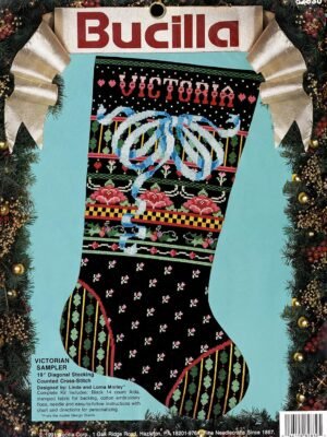 Bucilla Victorian Sampler | Counted Cross Stitch Christmas Stocking Kit | 82830
