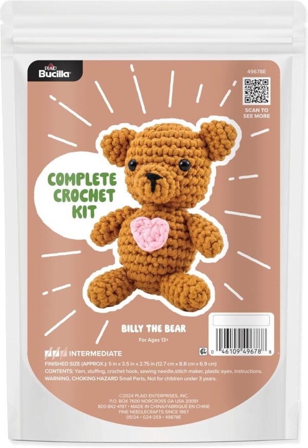 bucilla-complete-crochet-kit-billy-the-bear-5-49678e-primary Bucilla Billy The Bear " | Crochet Amigurumi Kit | 49678E