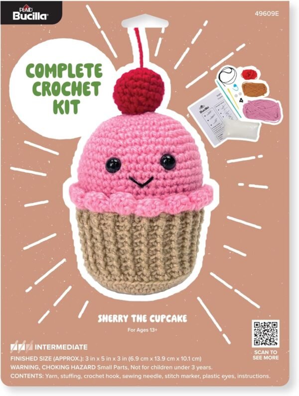 bucilla-complete-crochet-kit-sherry-the-cupcake-5-49609e-primary Bucilla Sherry The Cupcake " | Crochet Amigurumi Kit | 49609E
