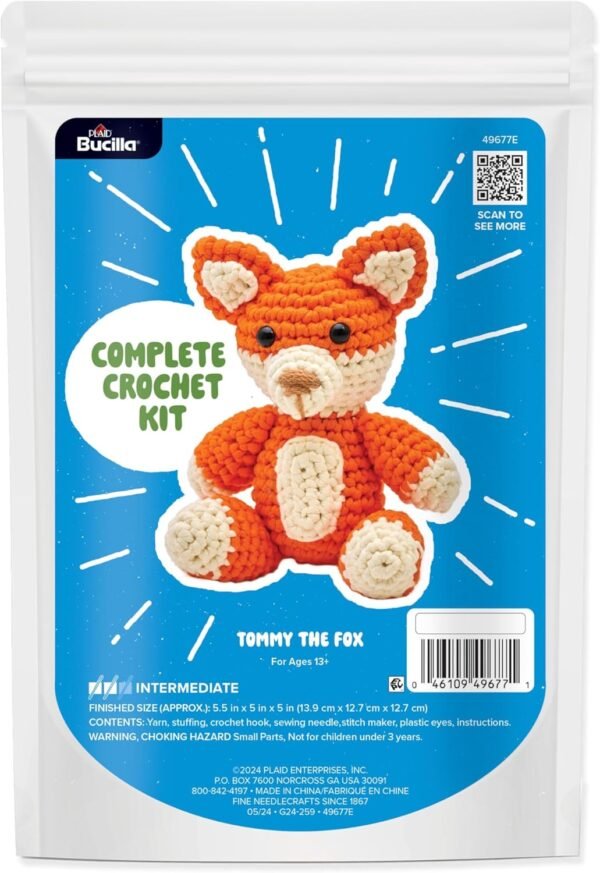 bucilla-complete-crochet-kit-tommy-the-fox-5-49677e-primary Bucilla Tommy The Fox " | Crochet Amigurumi Kit | 49677E