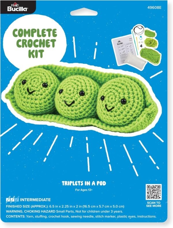 bucilla-complete-crochet-kit-triplets-in-a-pod-5-49608e-primary Bucilla Triplets In A Pod " | Crochet Amigurumi Kit | 49608E