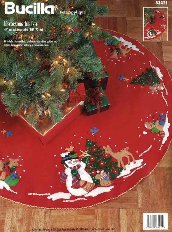 Bucilla Decorating the Tree | Felt Applique Christmas Tree Skirt Kit | 83421 Bucilla Decorating the Tree | Felt Applique Christmas Tree Skirt Kit | 83421