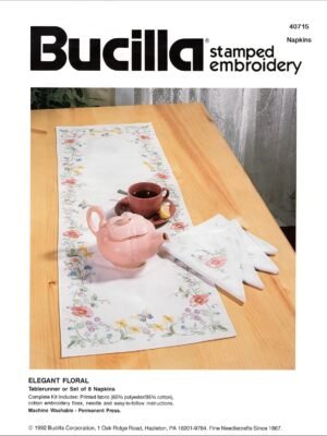 Bucilla Elegant Floral Napkins | Stamped Embroidery Kit | 40715