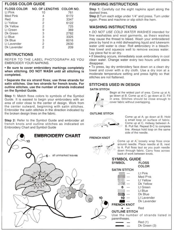 Bucilla Elegant Floral Napkins | Stamped Embroidery Kit | 40715