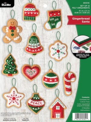 Bucilla Gingerbread Santa | Felt Applique Ornament Kit | 89301E